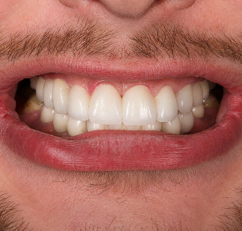 Restored smile after tooth-supported implant treatment with Straumann implants at TAM Dental Clinic.